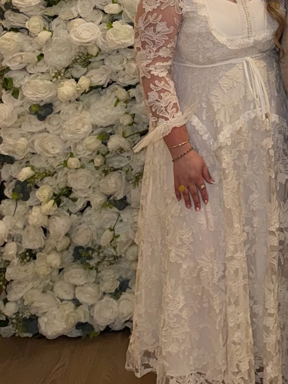 Lace Long Sleeve Maxi Dress in Ivory